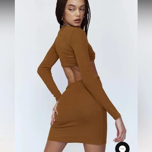 NWT Princess Polly Sabella Mini Dress Brown 4 - Picture 4 of 8